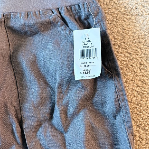 NWT Allen Allen 100% linen wide leg pants - Picture 2 of 4